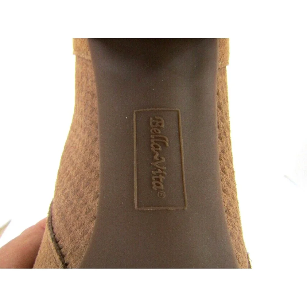 Bella Vita Ankle Boots NWOB Lex Peep Open Toe Brown Suede Leather Womens 8.5